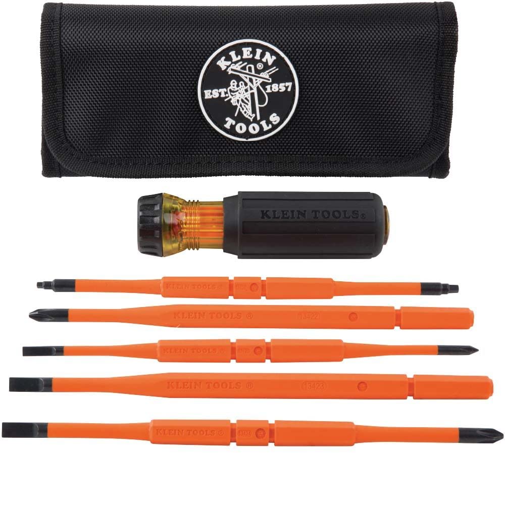 Klein Tools 80086 6-Piece Journeyman Plier Kit and 32288 8-in-1 Insulated Screwdriver Set with Interchangeable Blades