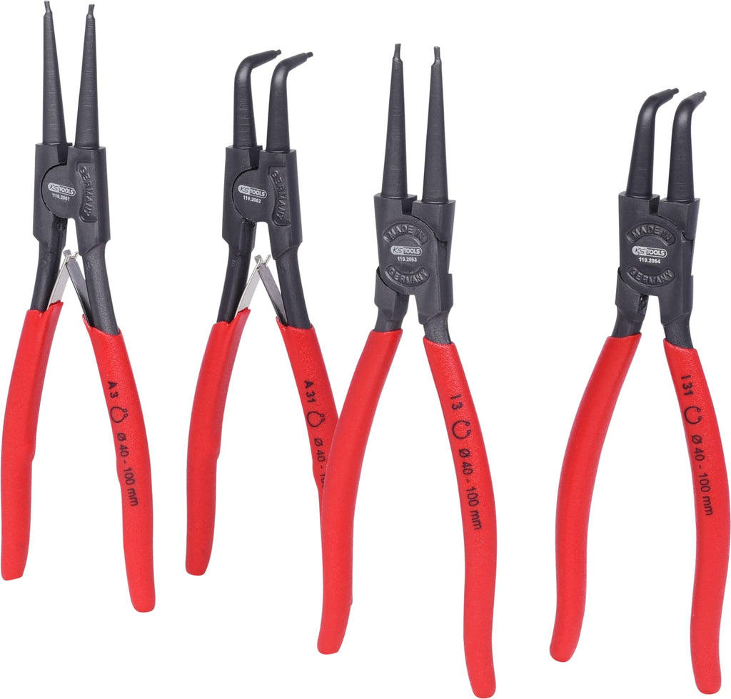 Circlip pliers set, 40-100 mm, 4 pcs