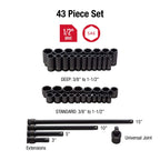 Sunex 2568, 1/2 Inch Drive Master Impact Socket Set, 43-Piece & SAE Combination Wrench Set, 14 Piece