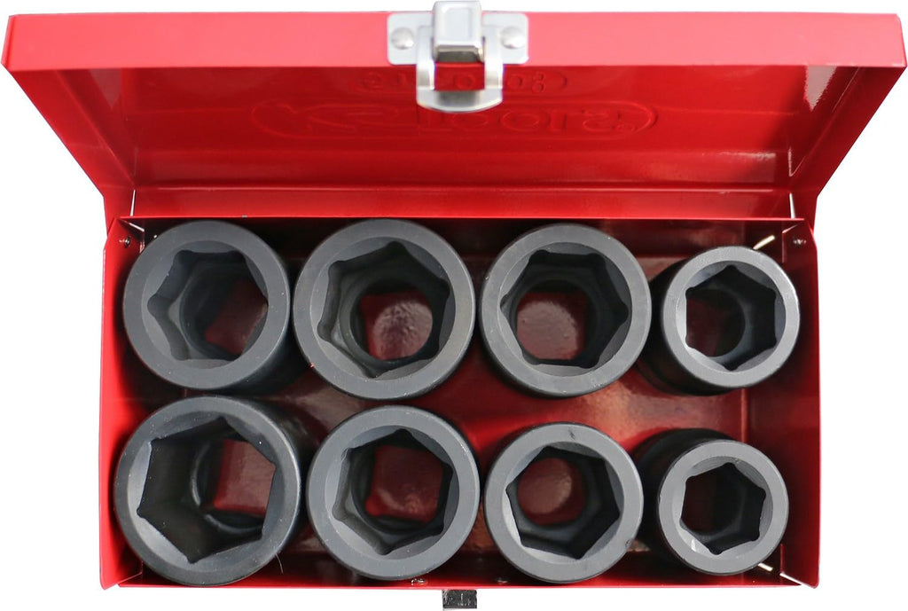1" Hexagon impact socket set, short, 8 pcs