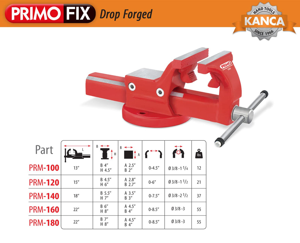 KANCA PRMPL-140,PRIMO PIPE AND BENCH VISE With 360° Rotating Swivel Base,Drop-Forged Pipe and Bench Vise,Jaw Size 5.6", Max Jaw Opening 7.5",Strong Hand Tools and Machinist Vise (5.6")
