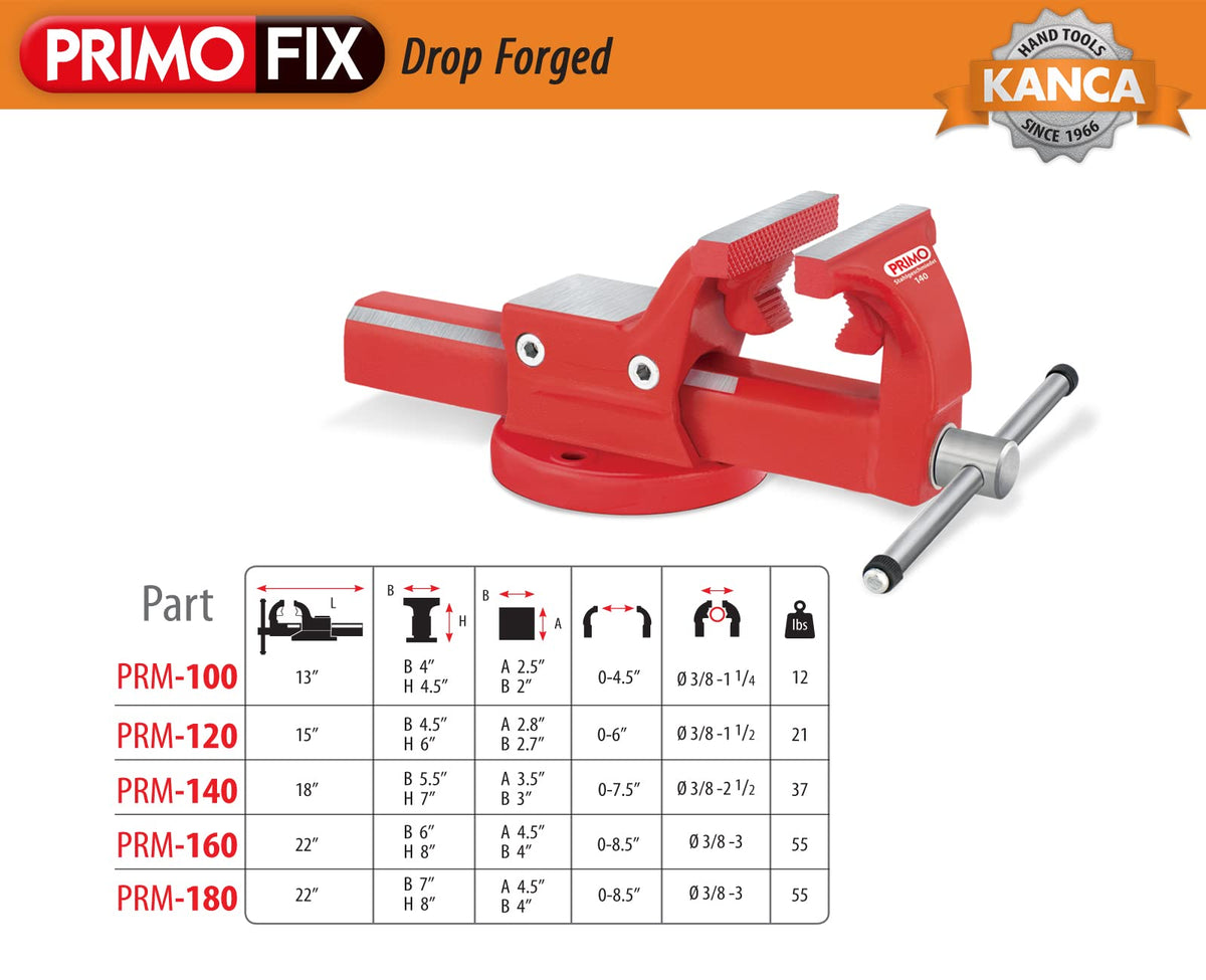 KANCA PRMPL-140,PRIMO PIPE AND BENCH VISE With 360° Rotating Swivel Base,Drop-Forged Pipe and Bench Vise,Jaw Size 5.6", Max Jaw Opening 7.5",Strong Hand Tools and Machinist Vise (5.6")