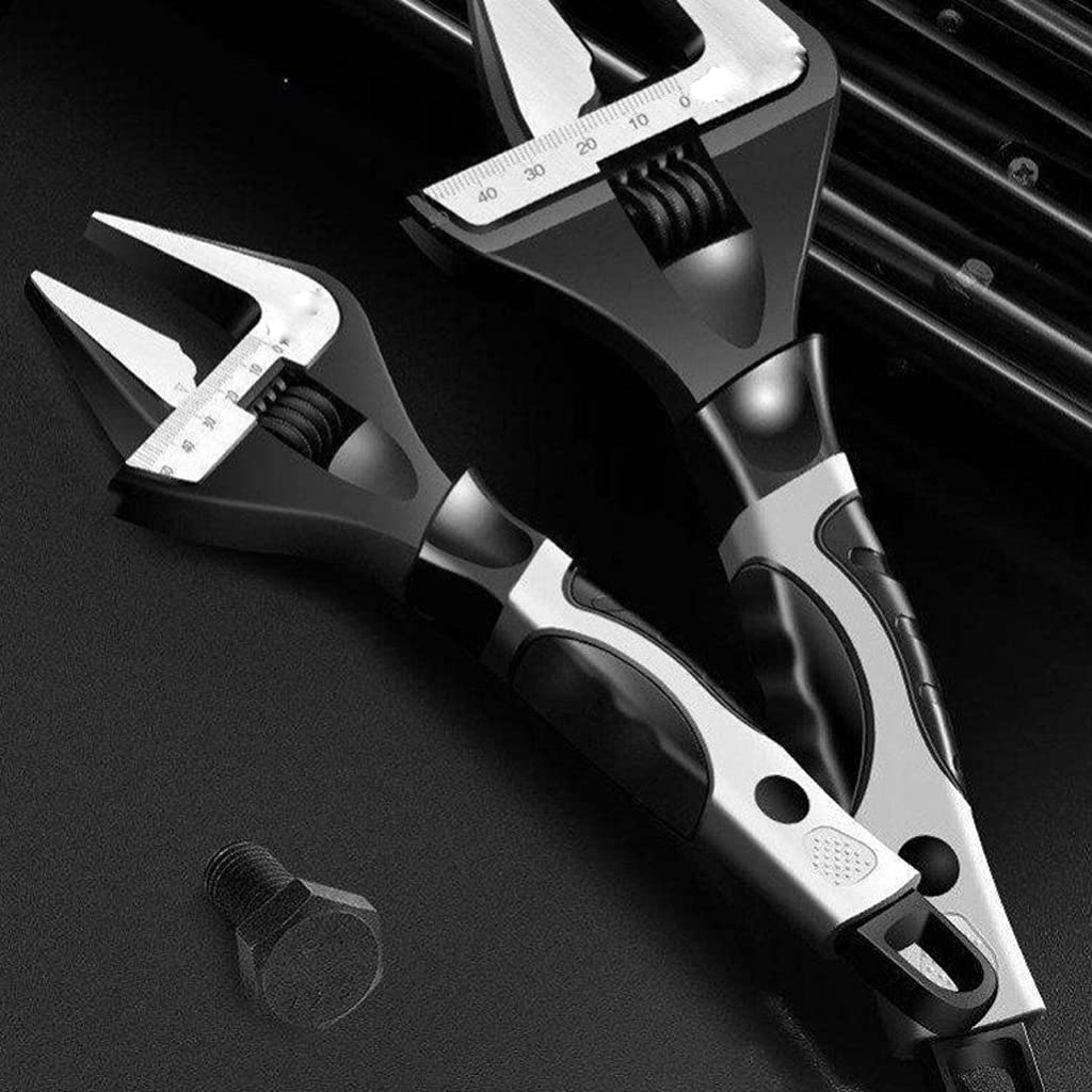 Adjustable Wrench Universal, Stainless Steel Household Extended Short Handle Bathroom Plumbing Repair Tool