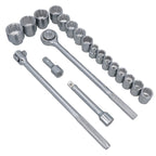 3/4" Socket Set Metric Sizes 21pcs 19mm to 50mm Extension Ratchet 12 Sided TE177