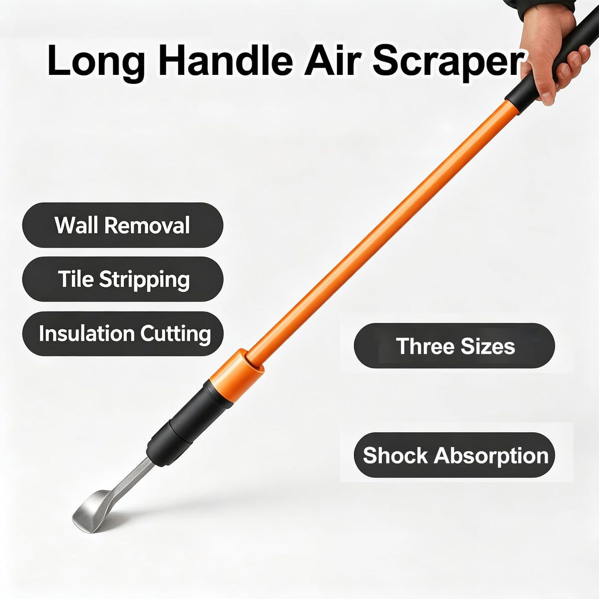 Pneumatic Chipping Hammer, Extended Long Industrial Scaling Tool, 2200 Bpm Air Rust Remover, Shock-absorbing Handle For Concrete And Tile, Marine Deck, Paint Null 74 Cm/29 In
