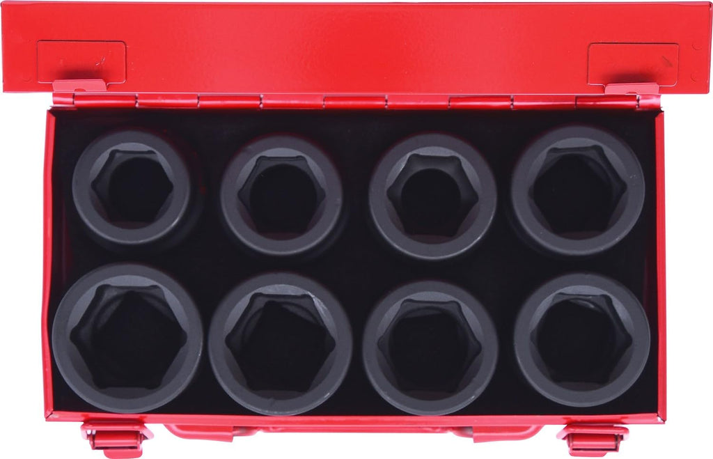 1" Hexagon impact socket set, short, 8 pcs