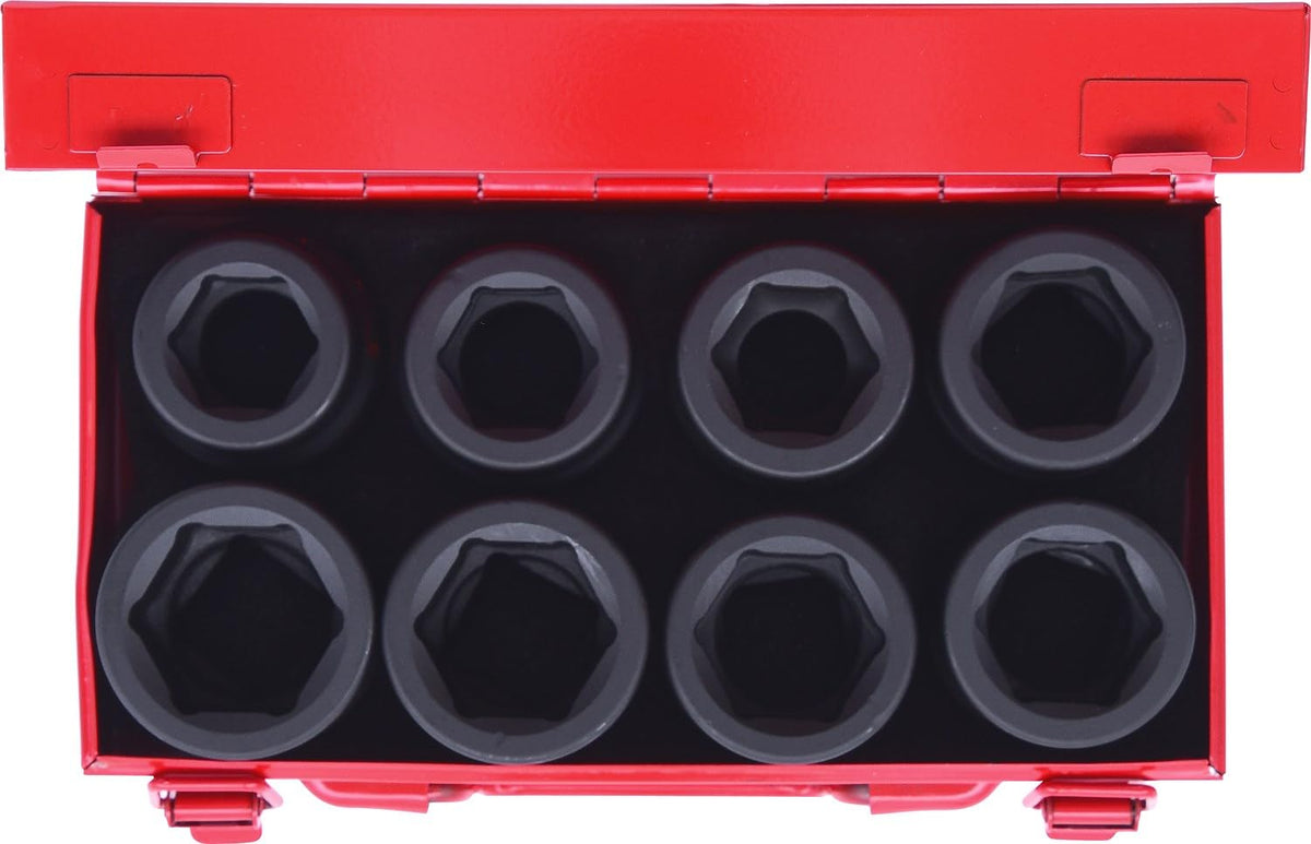 1" Hexagon impact socket set, short, 8 pcs