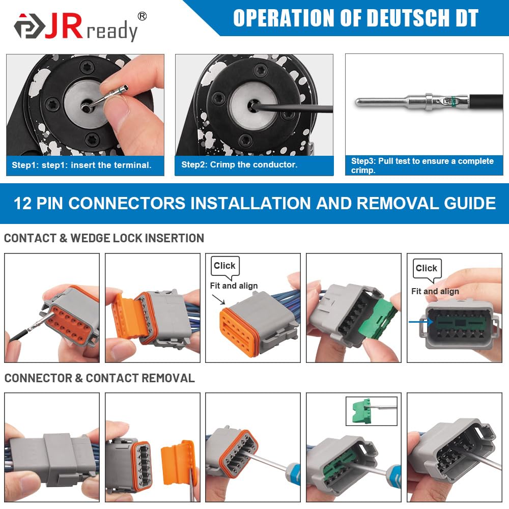 JRready DW5011 Deutsch Connector Kit - DT 2 3 4 6 Pin with 12 Pin 5 Pairs