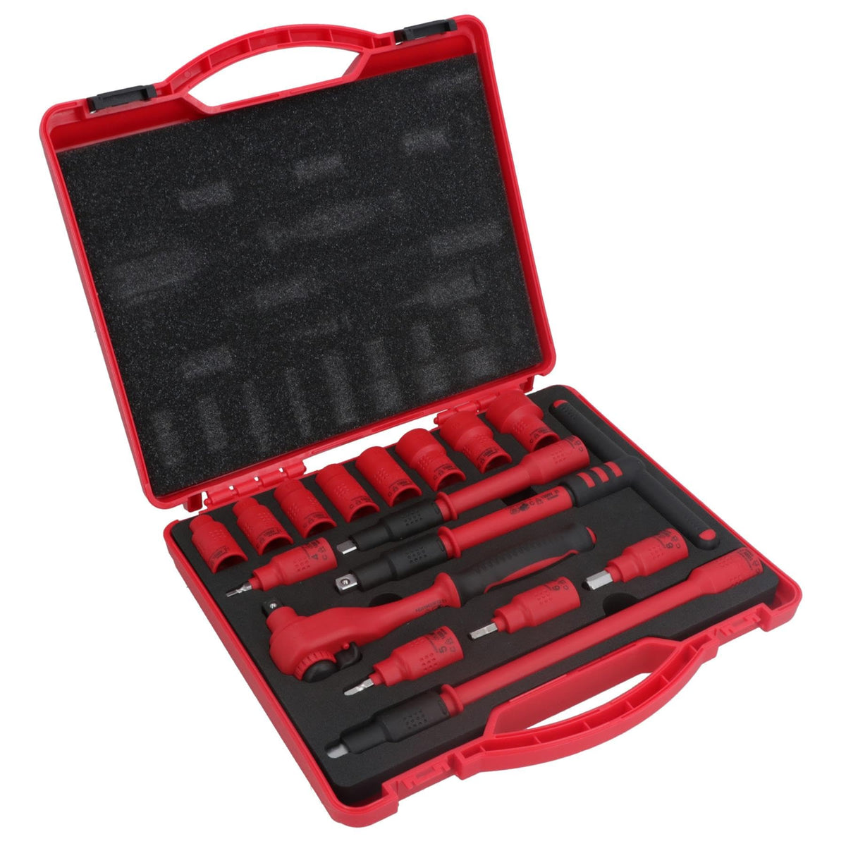 3/8" Drive VDE Insulated Metric Socket and Accessory Tool Kit 16pc Hex + T bar