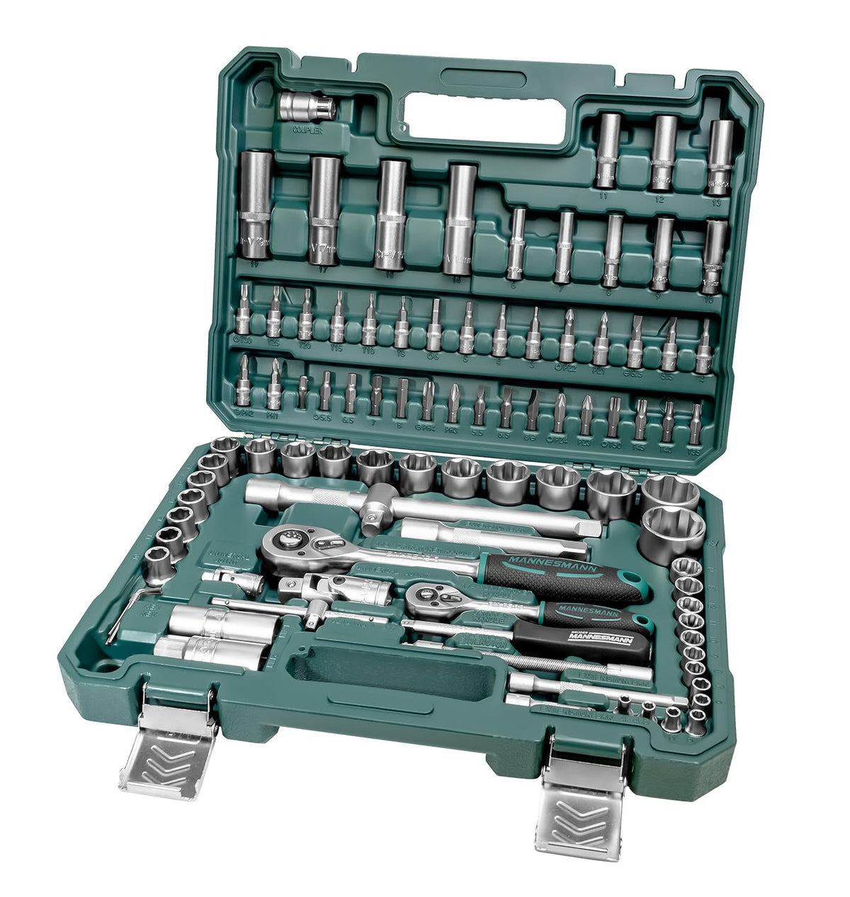 Mannesmann 1/4 Plus 1/2-inch Socket Set Super Lock System (94 Pieces)