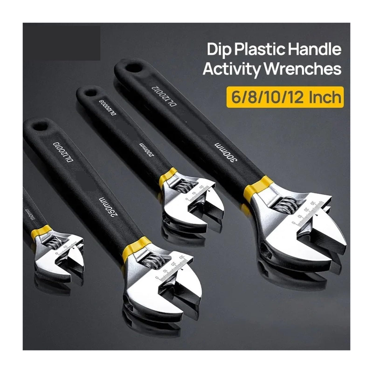 Adjustable Wrench Car Bicycle Wrenchs Dip Plastic Carbon Steel Universal Spanner Mechanical Workshop Hand Repair Tools(Dl120010)