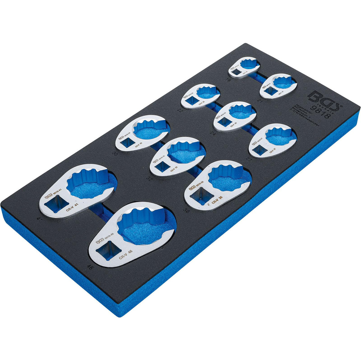 BGS 9818 | Tool Tray 1/3: Crowfoot Spanner Set | 10 mm (3/8") / 12.5 mm (1/2") / 20 mm (3/4") | 10 pcs.