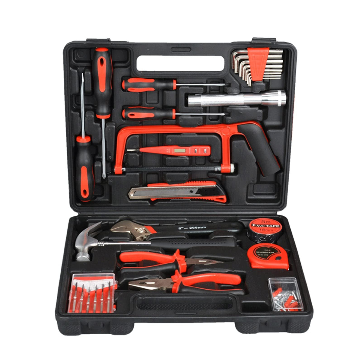 Tool Kit, Auto Repair Tool Set, General Household Hand Tool Set with Plastic Toolbox Storage Case, for Homeowner
