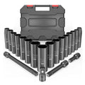 20pcs 1/2inch Drive Metric Impact Socket Set Universal Socket Metric Drive Deep Socket Set Wrench for Air Pneumatic Repair Tools