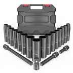 20pcs 1/2inch Drive Metric Impact Socket Set Universal Socket Metric Drive Deep Socket Set Wrench for Air Pneumatic Repair Tools