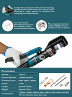 Electric Hydraulic Cable Lug Crimping Tool, 12 AWG to 2/0 AWG Terminal, Cable, Wire Electric Crimper Tool Kit, Battery Crimp Tool Kits with 20 Dies(12AWG~00AWG) and Spare tools