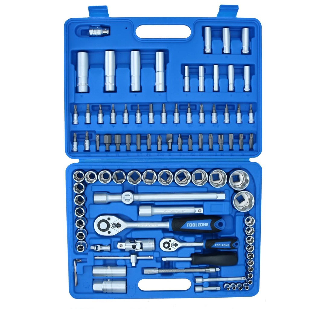 Socket and Screwdriver Bit Set 1/4" & 1/2" Drive Ratchet Deep Shallow 94pc TE066