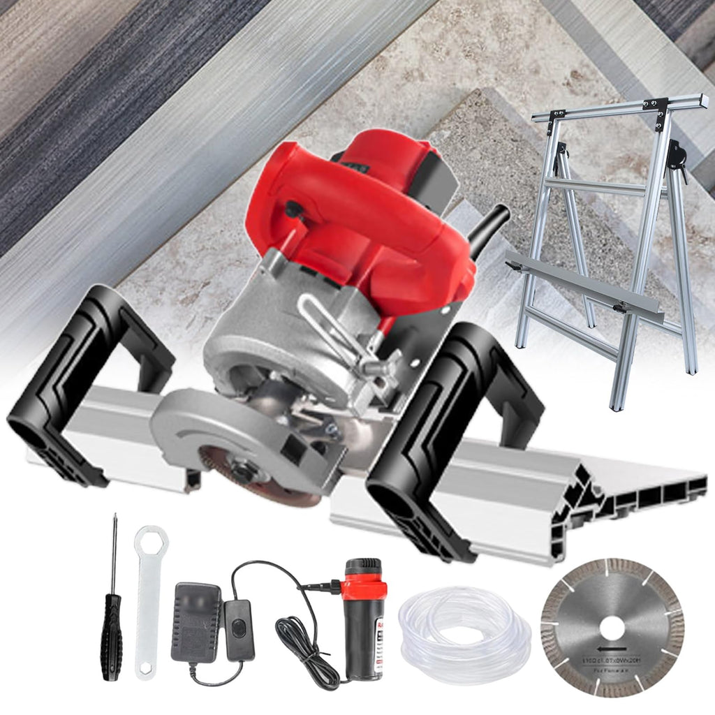 Electric Tile Chamfering Tool,Wet Cutting Machine,with Bracket/Water Pump, for Large Tiles Chamfering Work (SingleMachine)