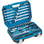 Högert Technik - Tool Set I Socket Spanners, Bits and Accessories I 1/4 Inch and 1/2 Inch I Alloy Cr-V Steel I Drop Forged I Ratchet Mechanism with 72 Pawls I HT1R424-89 Pieces