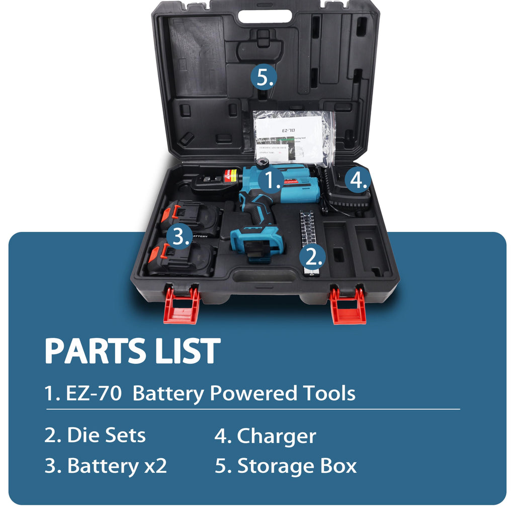 Electric Hydraulic Cable Lug Crimping Tool, 12 AWG to 2/0 AWG Terminal, Cable, Wire Electric Crimper Tool Kit, Battery Crimp Tool Kits with 20 Dies(12AWG~00AWG) and Spare tools