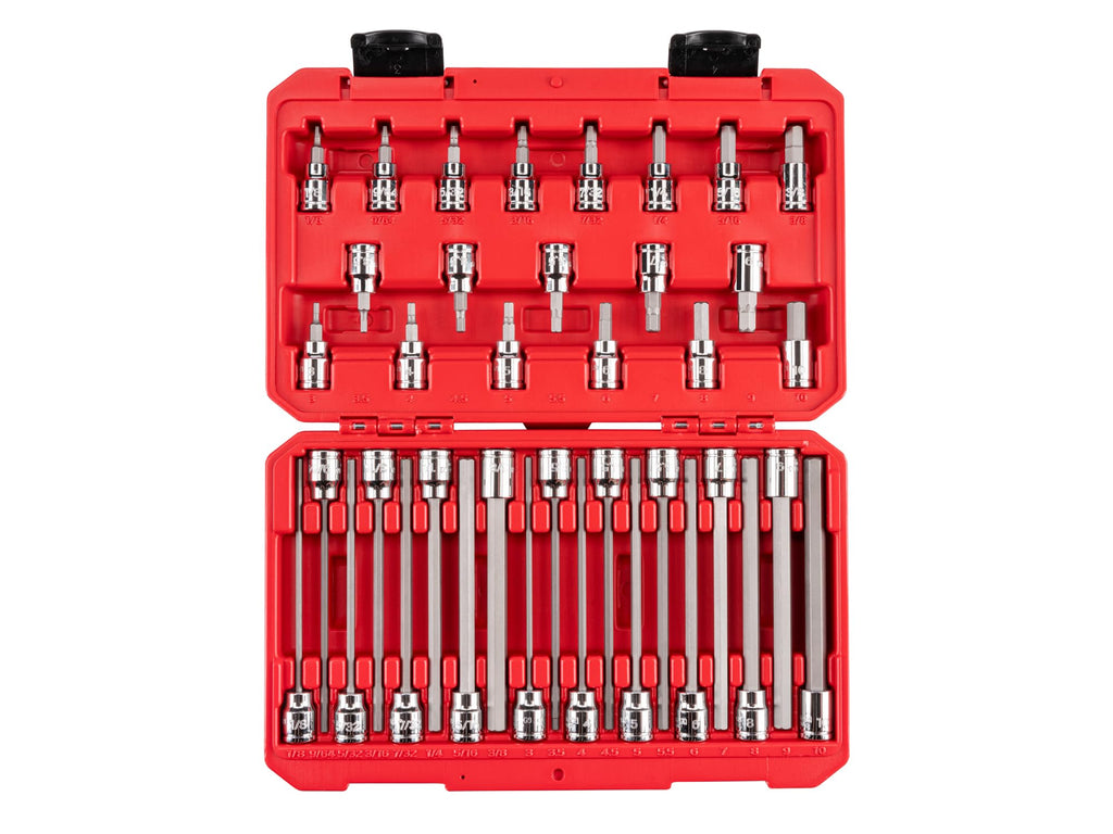 TEKTON 3/8 Inch Drive Hex Bit Socket Set, 38-Piece (1/8-3/8 in., 3-10 mm) | SHB91316 & 3/8 Inch Drive Torx/TR Torx Bit & External Star Socket Set, 36-Piece (T10-T60, TR10-TR60, E4-E20) | SKT15402