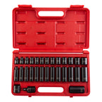 Sunex 2669, 1/2 Inch Drive Master Impact Socket Set, 39-Piece & 3329 3/8-Inch Drive Standard and Deep Metric Impact Socket Set, Metric, Standard/Deep, 6-Point, Cr-Mo, 8mm - 22mm, 29-Piece
