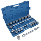 3/4" Socket Set Metric Sizes 21pcs 19mm to 50mm Extension Ratchet 12 Sided TE177