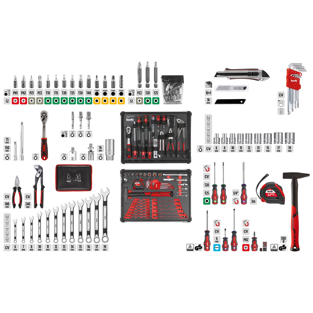 Tool CASE, 80-Piece Tool Set, Made of Sturdy Aluminum, Lockable, Padded with Foam Tool Inserts, HIGH-Quality Tool KIT, Ideal for WORKSHOPS and ON The GO