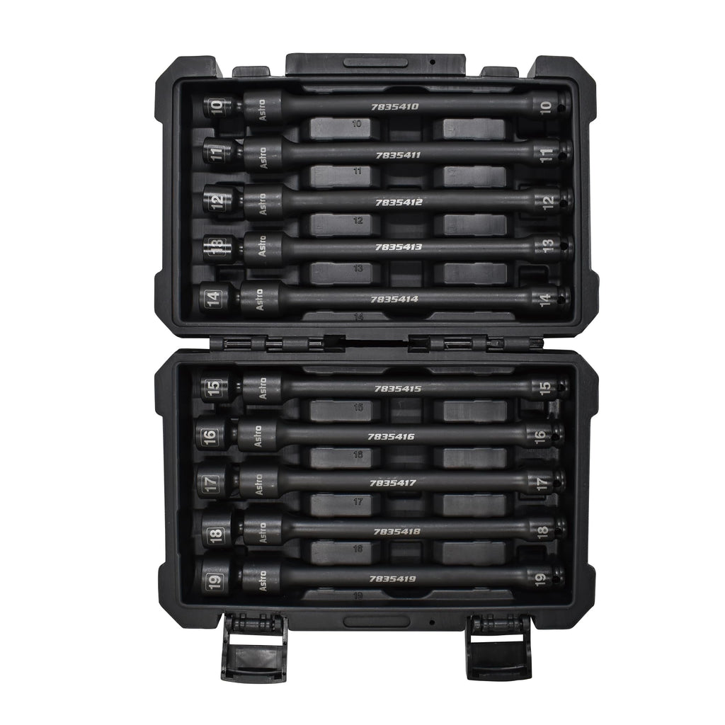 Astro Tools 78354 10-Piece Torque-Saver Impact Extension Socket Set and Astro Pneumatic 78344 10-Piece Nano Pinless Impact Sockets