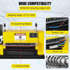 Wire Stripping Machine 0.06 inch -1.5 inch, 370w Portable Powered Wire Stripper Machine, 11 Channels 10 Blades & 65ft/minute, Automatic Wire Stripping Tool for Recycling Copper Wire