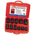 Genius Tools 11PC 1" Dr. Metric & SAE Truck Wheel Impact Socket Set (CR-Mo) - TR-811MS