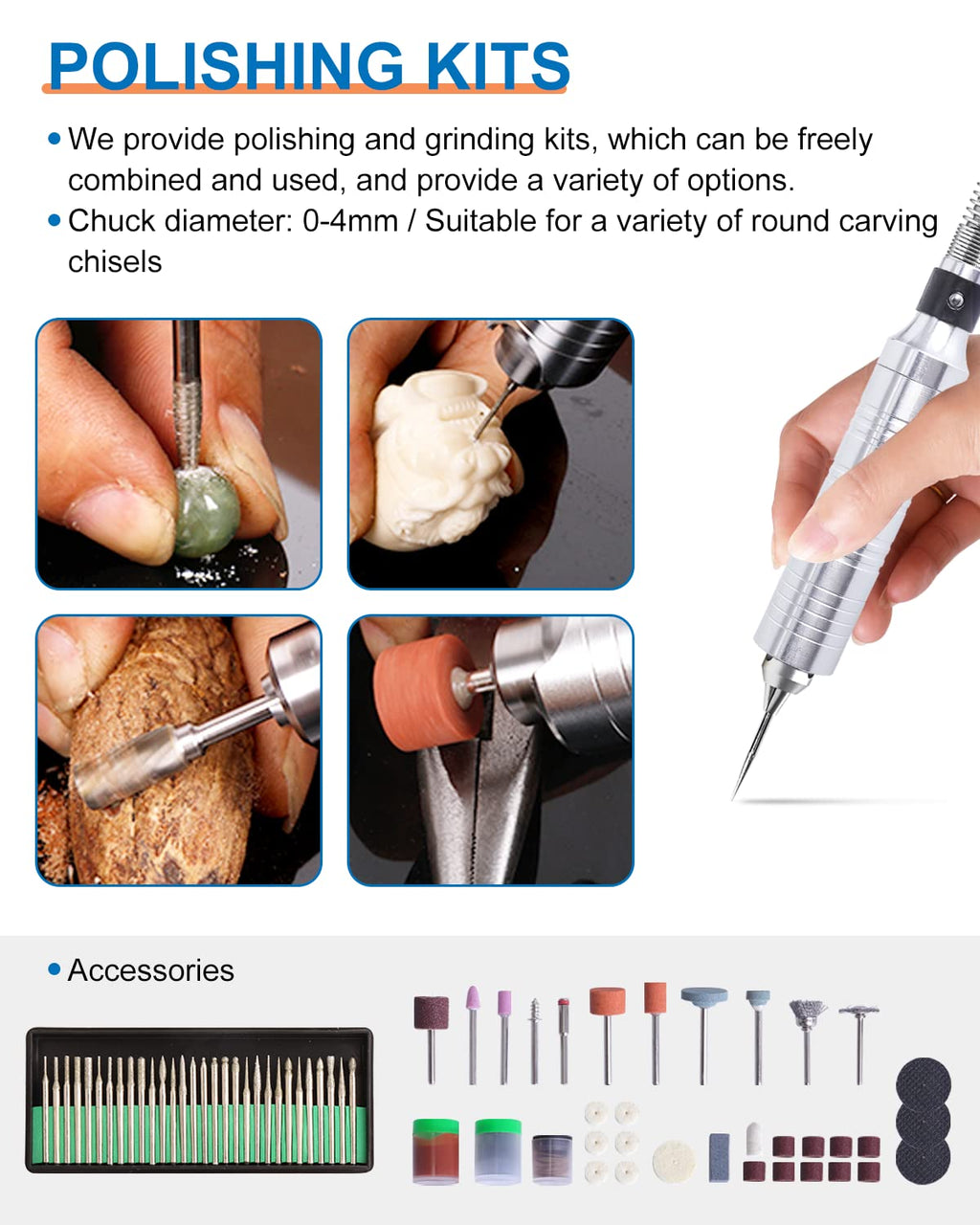 YUCHENGTECH Electric Chisel Carving Tool Upgrade Electric Wood Carving Chisel Jade Grinding Buffing Polishing Machine Only with Host (110V)