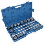 3/4" Socket Set Metric Sizes 21pcs 19mm to 50mm Extension Ratchet 12 Sided TE177