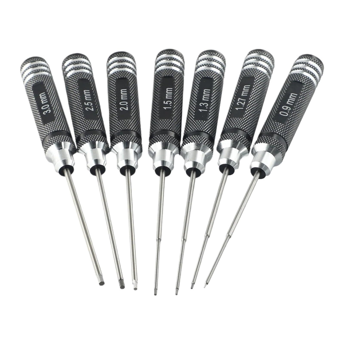 7-piece steel hex wrench and screwdriver tool set, 0.9-3. mm