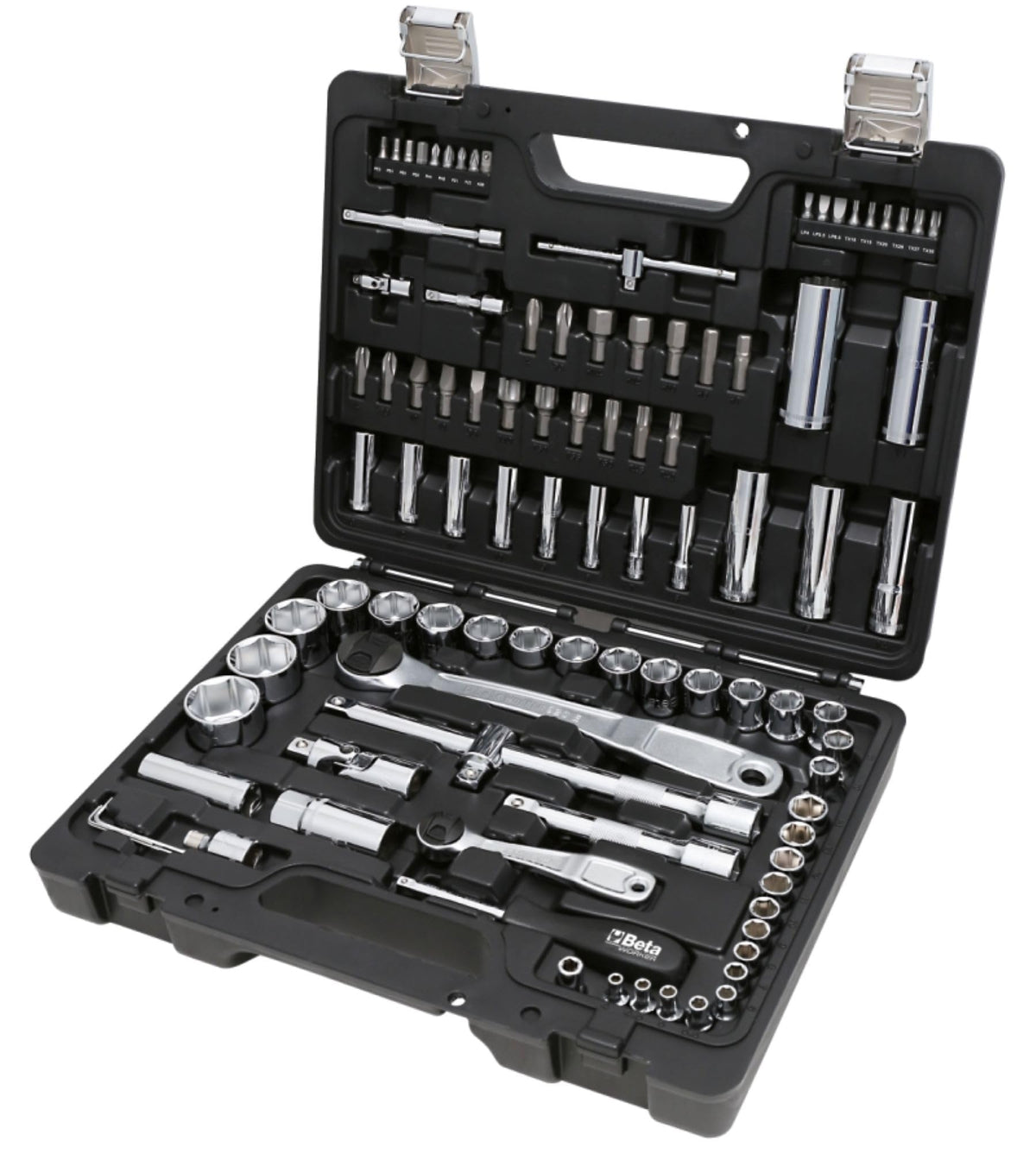 Beta BW 903E/C98 - Assortment of 45 Hexagonal Sockets, 35 Screw Sockets, 4 Hexagonal Allen Wrenches, Bent and 14 Operating Tools, in Plastic Box