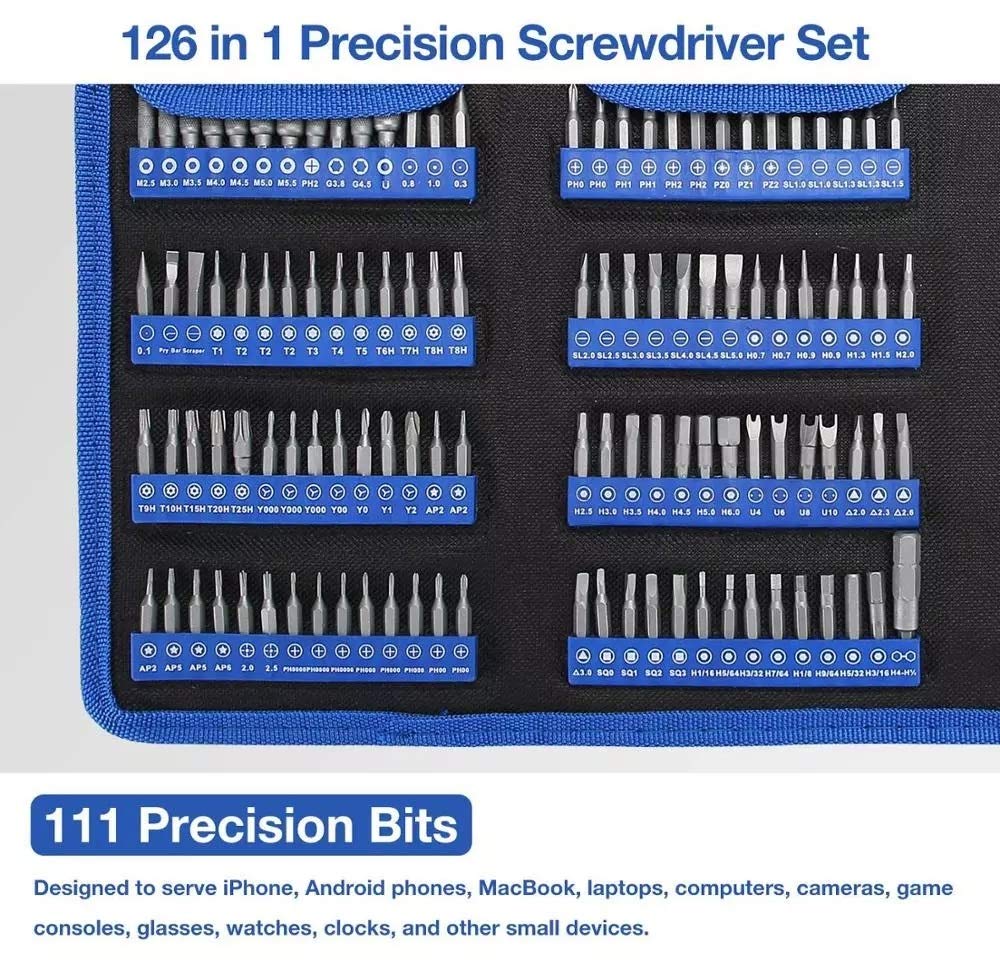Screwdriver Set Precision Tool Kit Magnetic Torx Bits 126 in 1 Repair Hand Tools for Phone Laptop