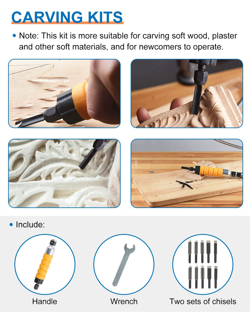 YUCHENGTECH Electric Chisel Carving Tool Upgrade Electric Wood Carving Chisel Jade Grinding Buffing Polishing Machine Only with Host (110V)