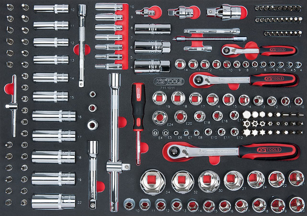 KS Tools 711.1011聽175-Piece Set of Sockets/Accessories 1/4聽inch; 3/8 inch;聽1/2 inch