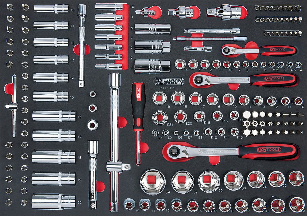 KS Tools 711.1011聽175-Piece Set of Sockets/Accessories 1/4聽inch; 3/8 inch;聽1/2 inch