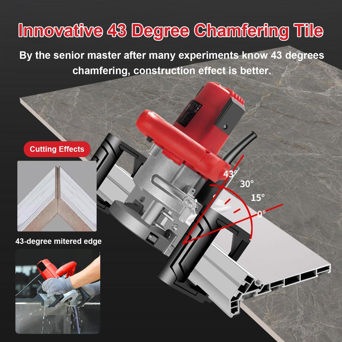Electric Tile Chamfering Tool,Wet Cutting Machine,with Bracket/Water Pump, for Large Tiles Chamfering Work (SingleMachine)
