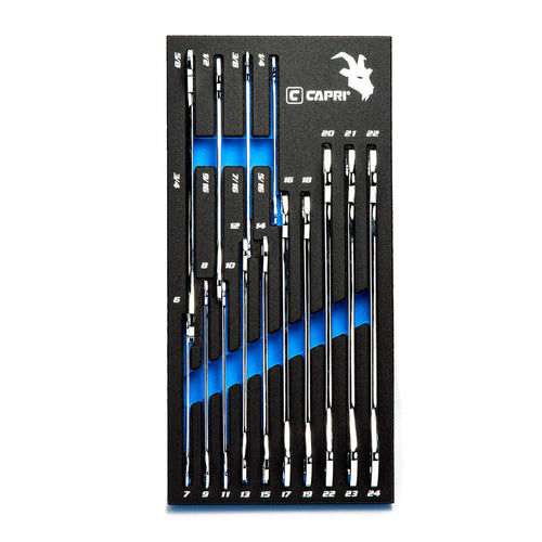 Capri Tools Super-Thin Open End and 75-Degree Deep Offset Double Box End Wrench Sets | 20-Piece