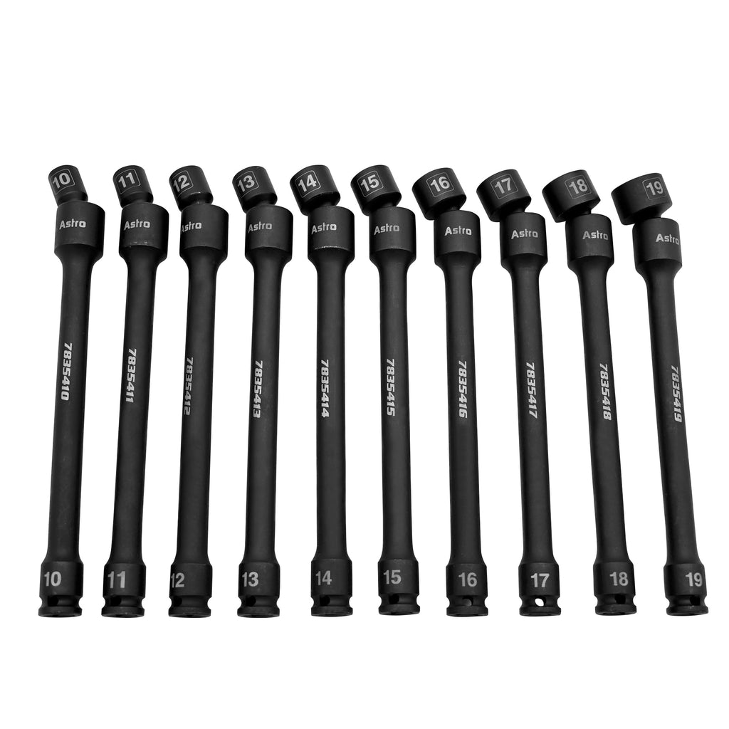 Astro Tools 78354 10-Piece Torque-Saver Impact Extension Socket Set and Astro Pneumatic 78344 10-Piece Nano Pinless Impact Sockets