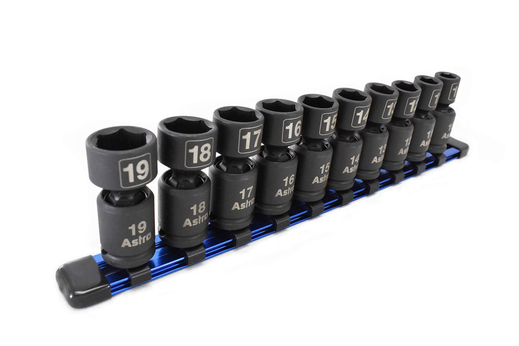 Astro Tools 78354 10-Piece Torque-Saver Impact Extension Socket Set and Astro Pneumatic 78344 10-Piece Nano Pinless Impact Sockets
