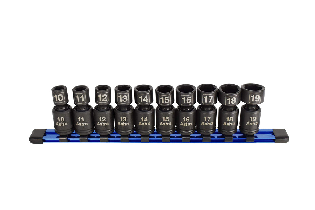 Astro Tools 78354 10-Piece Torque-Saver Impact Extension Socket Set and Astro Pneumatic 78344 10-Piece Nano Pinless Impact Sockets