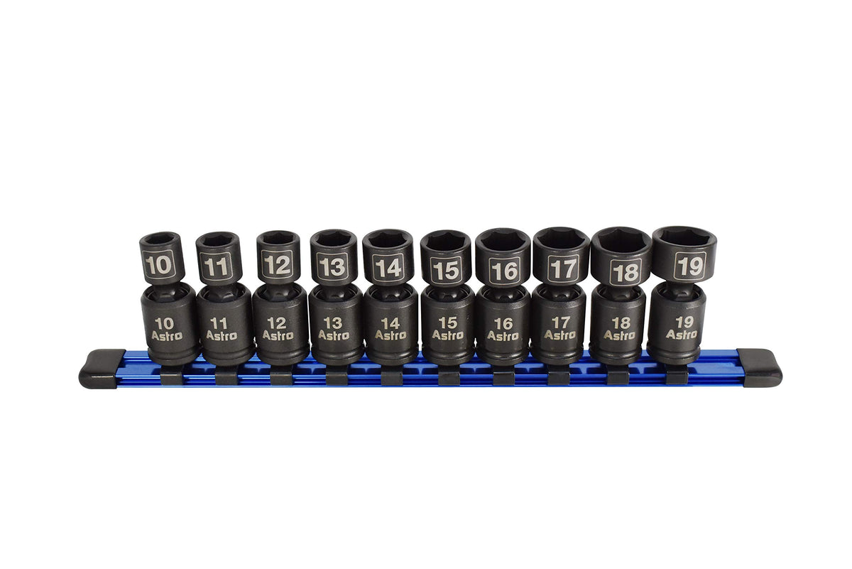 Astro Tools 78354 10-Piece Torque-Saver Impact Extension Socket Set and Astro Pneumatic 78344 10-Piece Nano Pinless Impact Sockets