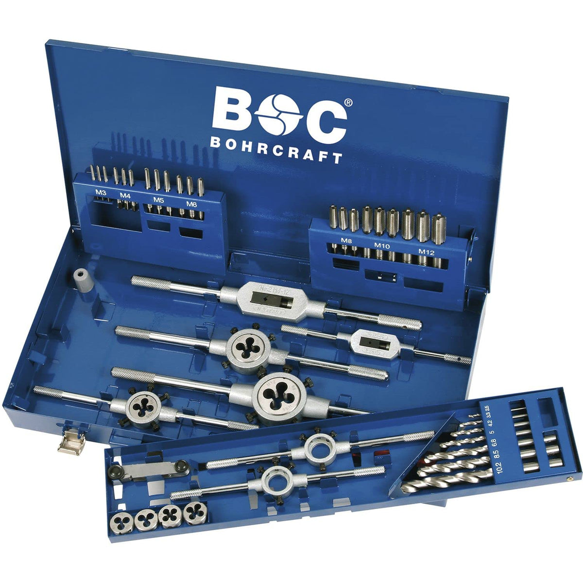Bohrcraft Professional Tap And Die Set in Metal Case – 44 Piece Set M3 – M12 & 2.5 Drill 10.2 mm/GW 12 mm Pack of 1 60001410044
