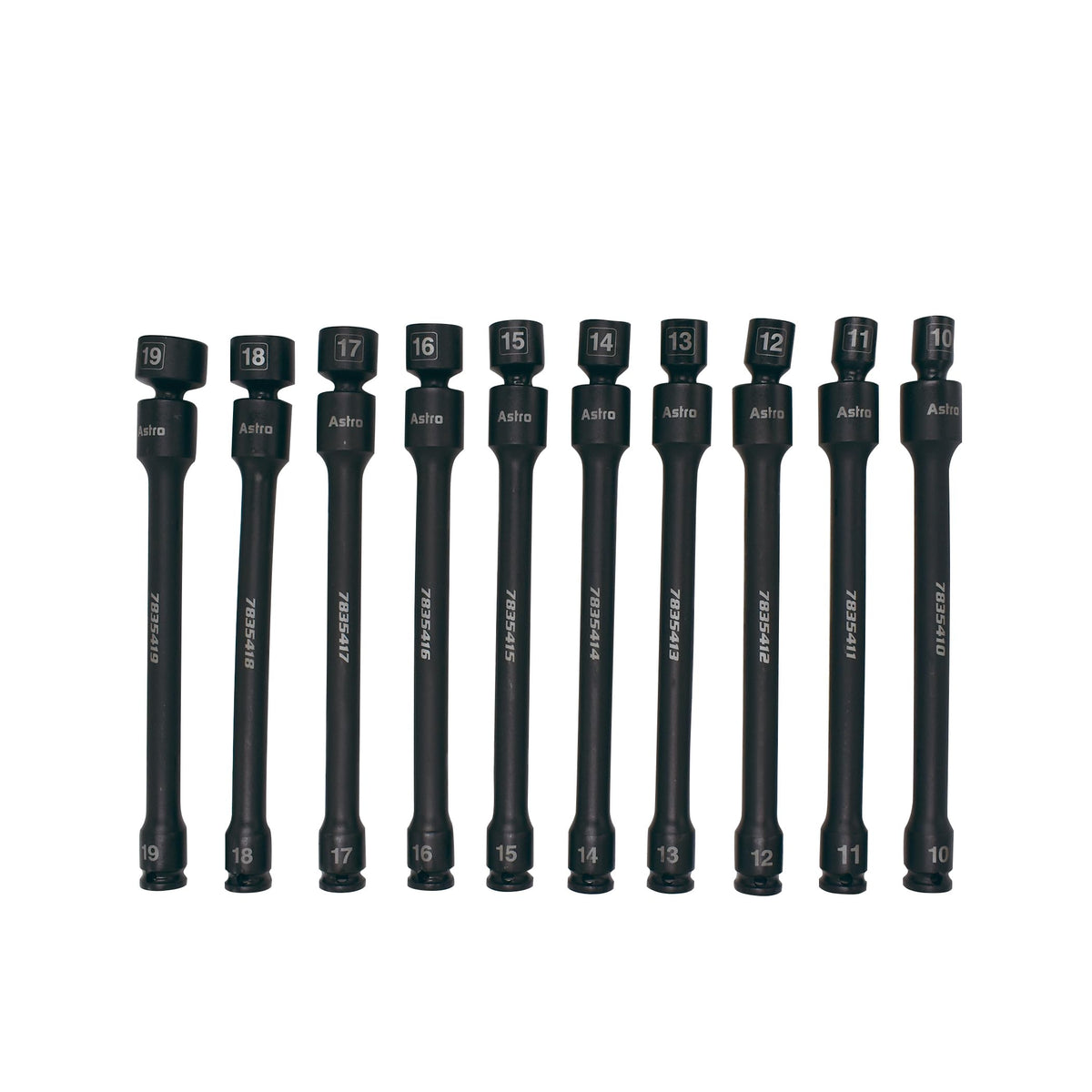 Astro Tools 78354 10-Piece Torque-Saver Impact Extension Socket Set and Astro Pneumatic 78344 10-Piece Nano Pinless Impact Sockets