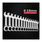 14Pcs Stubby Metric Combination Spanner Set 6-19mm 12 Point Repair Tool
