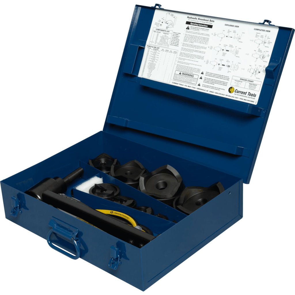 154PM Hydraulic Knockout Set - 1/2" - 4" Punch Driver Kit with Piece Maker Punches and Dies & Metal Case
