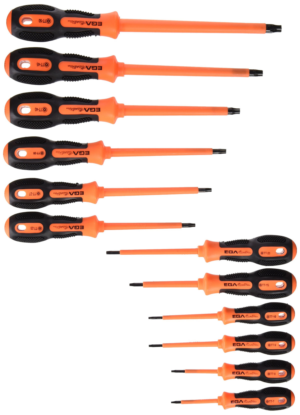 12 SCREWDRIVERS TAMPER TORX TT7-TT50 MASTERTORK 1000 V